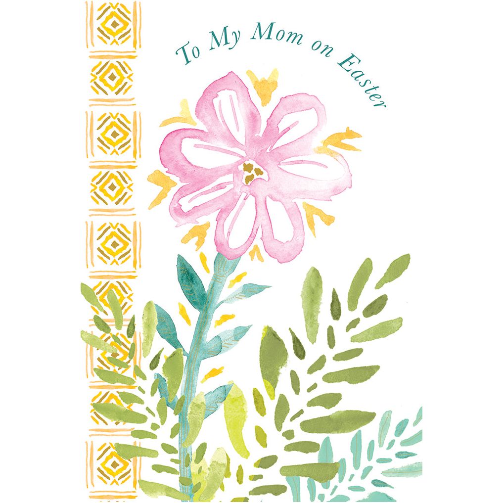 Pink Watercolor Flower Easter Card Mother